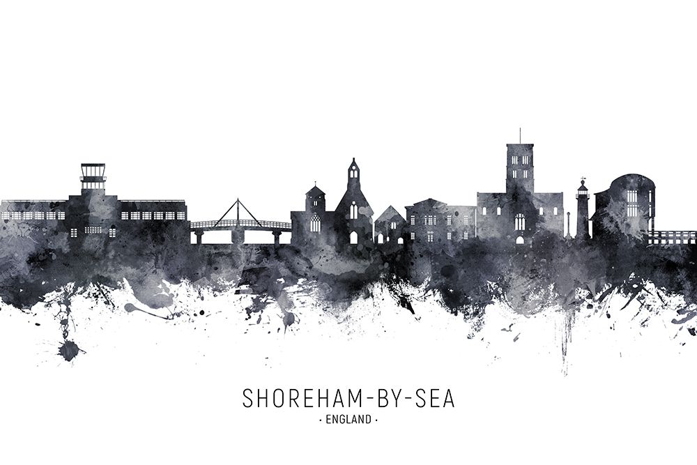 Shoreham-by-Sea England Skyline art print by Michael Tompsett for $57.95 CAD