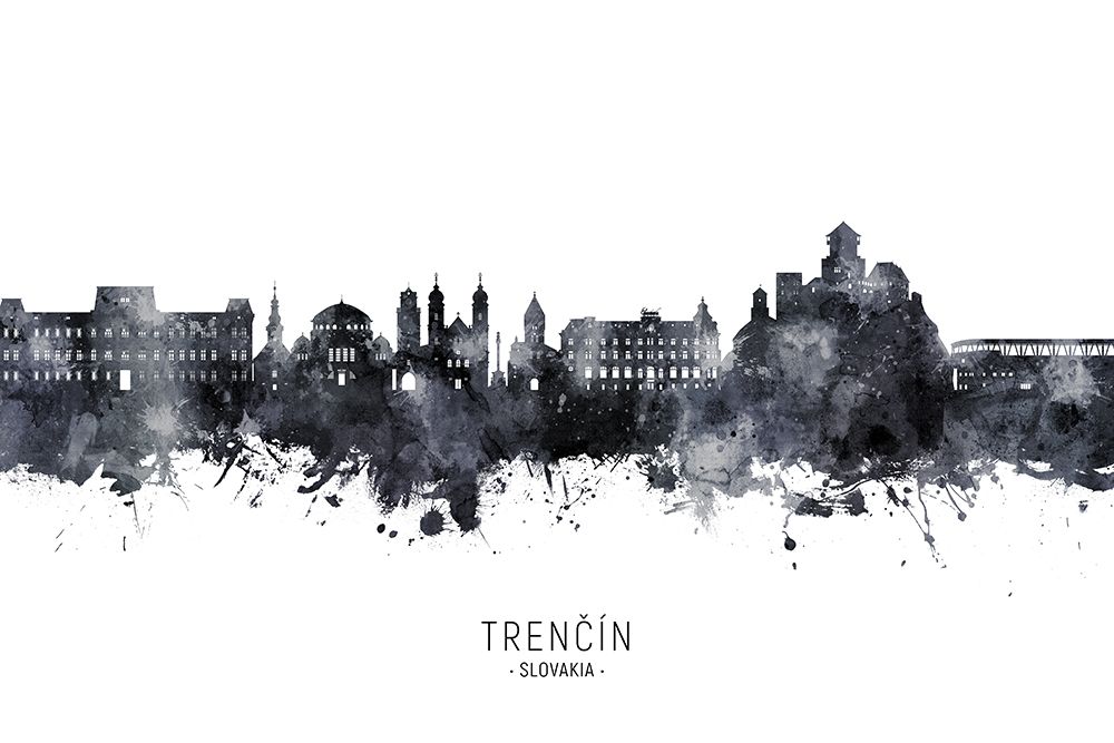 TrenA┬ìAsn Slovakia Skyline art print by Michael Tompsett for $57.95 CAD