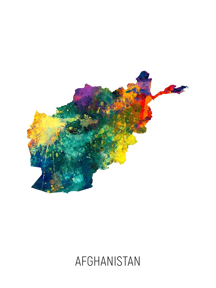Afghanistan Watercolor Map art print by Michael Tompsett for $57.95 CAD