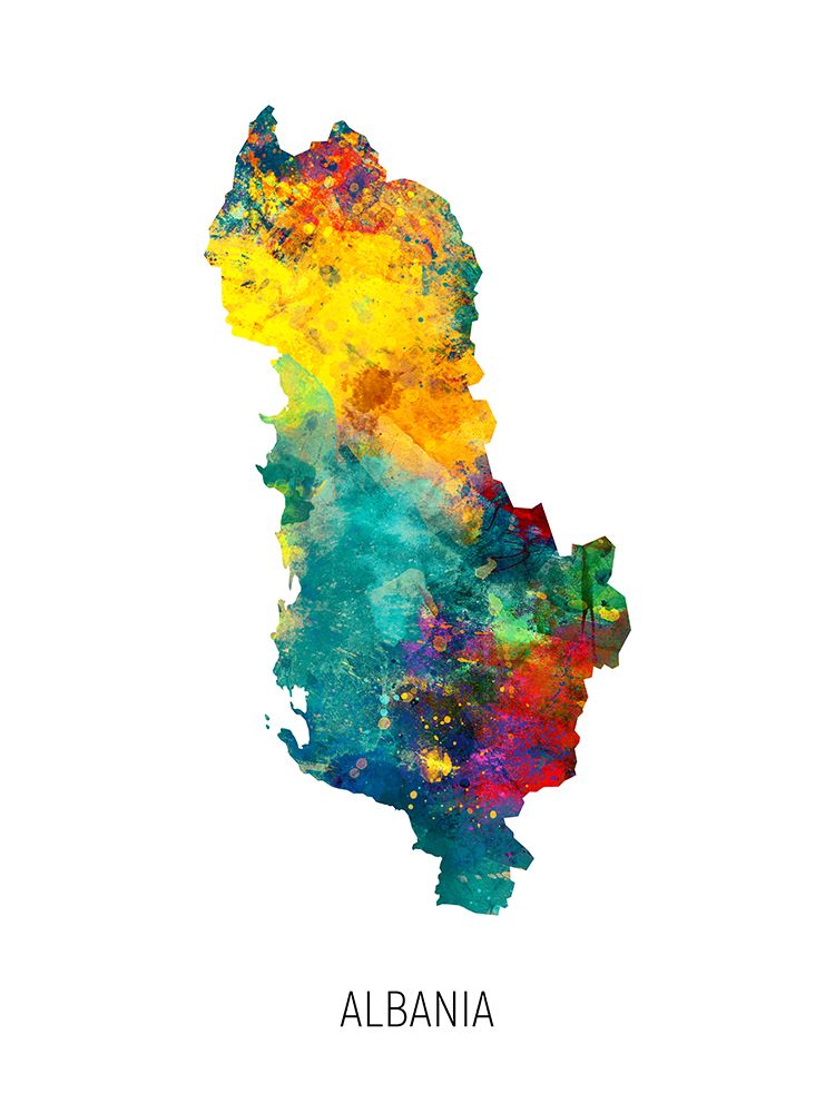 Albania Watercolor Map art print by Michael Tompsett for $57.95 CAD