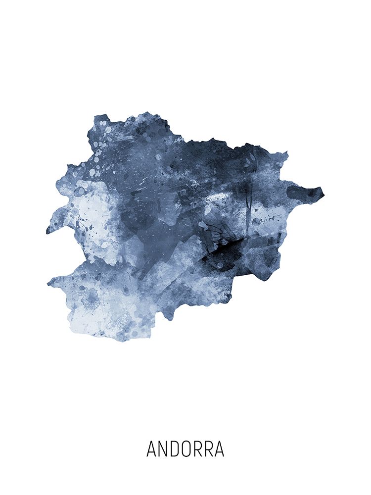 Andorra Watercolor Map art print by Michael Tompsett for $57.95 CAD
