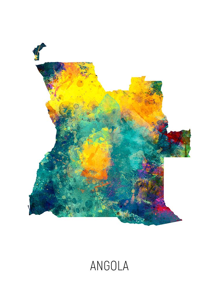 Angola Watercolor Map art print by Michael Tompsett for $57.95 CAD