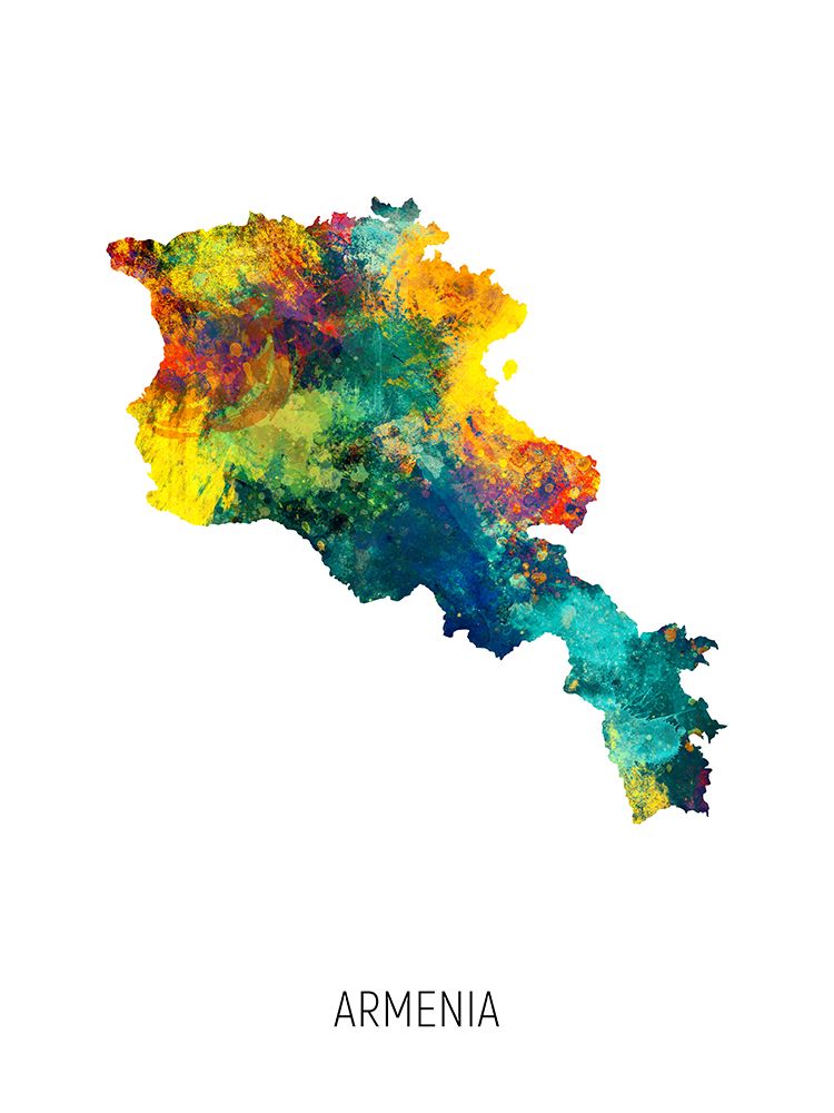 Armenia Watercolor Map art print by Michael Tompsett for $57.95 CAD