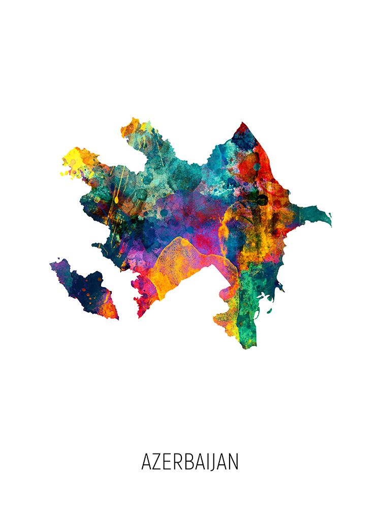 Azerbaijan Watercolor Map art print by Michael Tompsett for $57.95 CAD