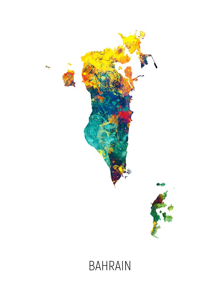 Bahrain Watercolor Map art print by Michael Tompsett for $57.95 CAD