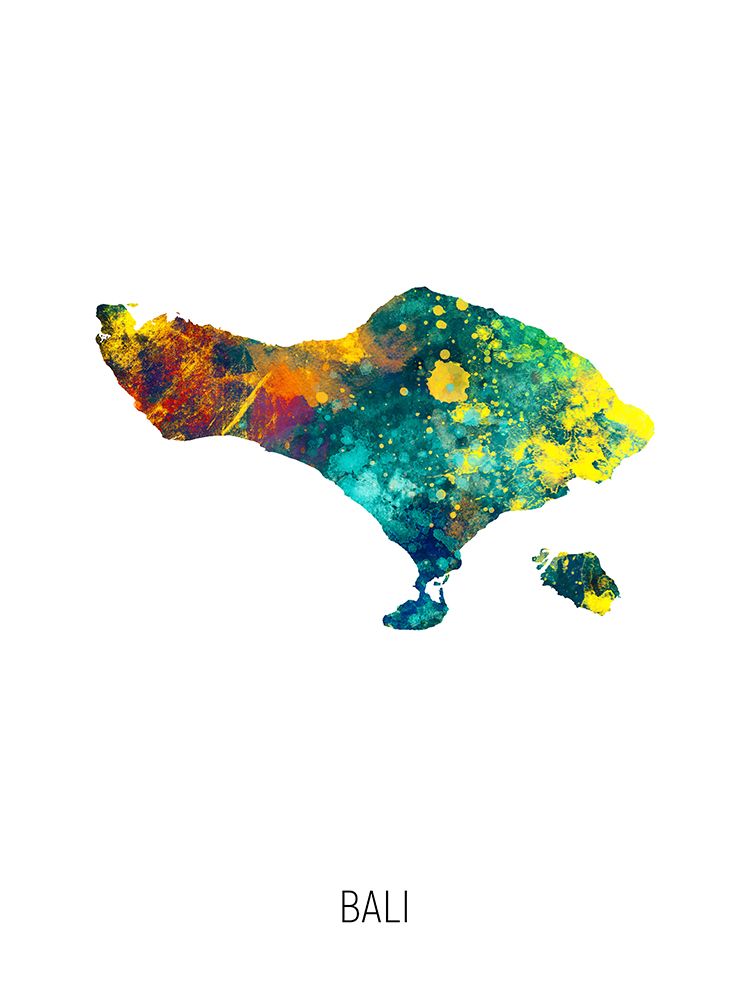 Bali Watercolor Map art print by Michael Tompsett for $57.95 CAD