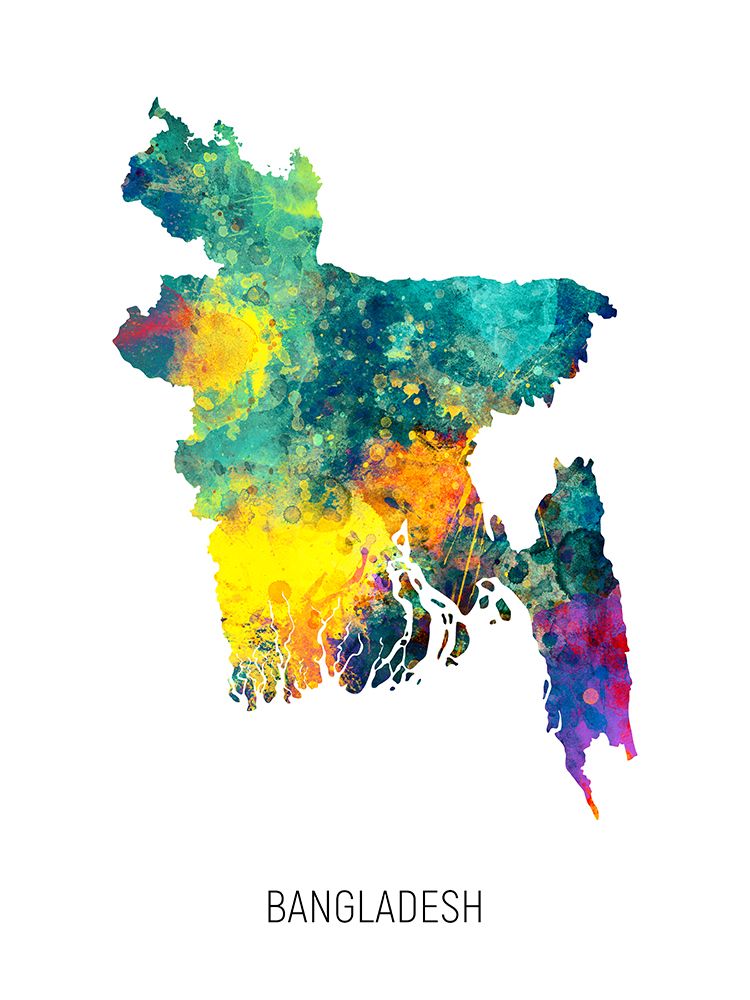 Bangladesh Watercolor Map art print by Michael Tompsett for $57.95 CAD