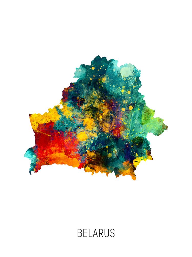 Belarus Watercolor Map art print by Michael Tompsett for $57.95 CAD