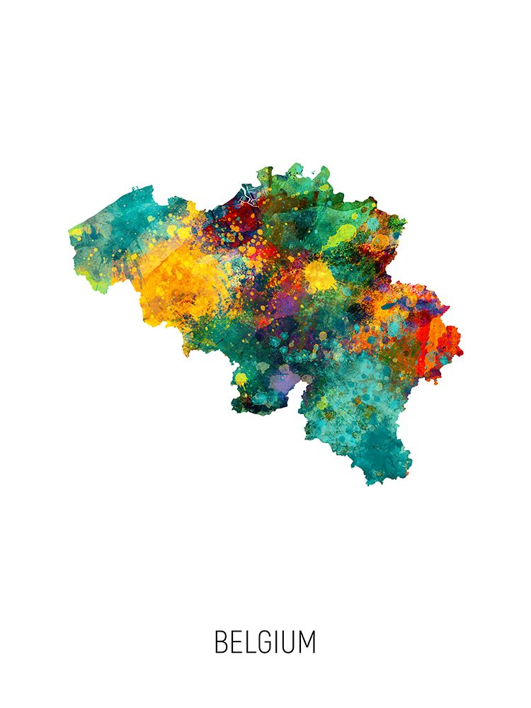 Belgium Watercolor Map art print by Michael Tompsett for $57.95 CAD