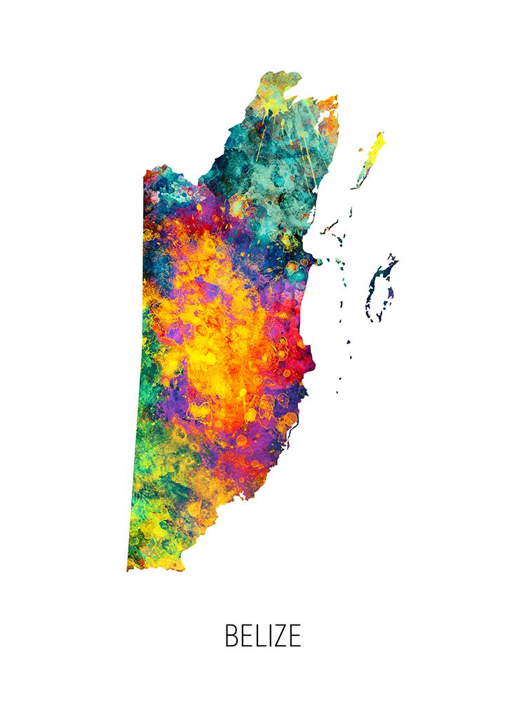 Belize Watercolor Map art print by Michael Tompsett for $57.95 CAD