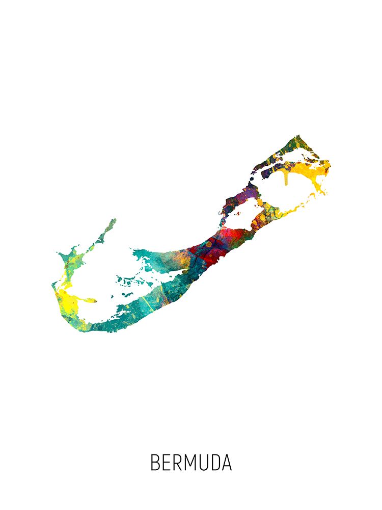 Bermuda Watercolor Map art print by Michael Tompsett for $57.95 CAD