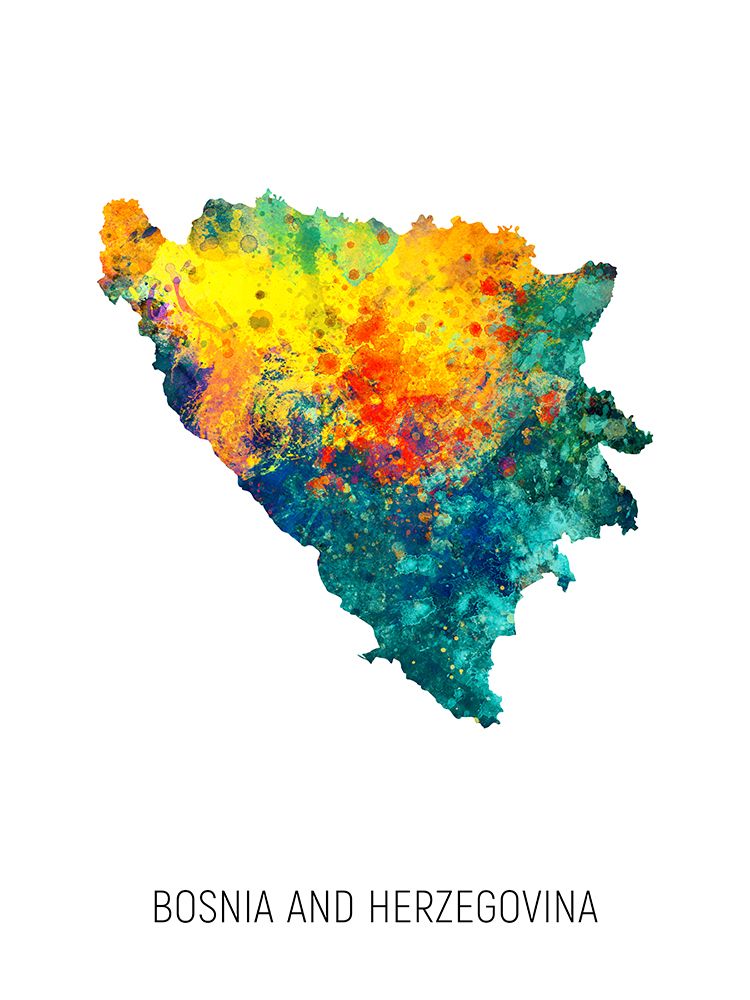Bosnia and Herzegovina Watercolor Map art print by Michael Tompsett for $57.95 CAD