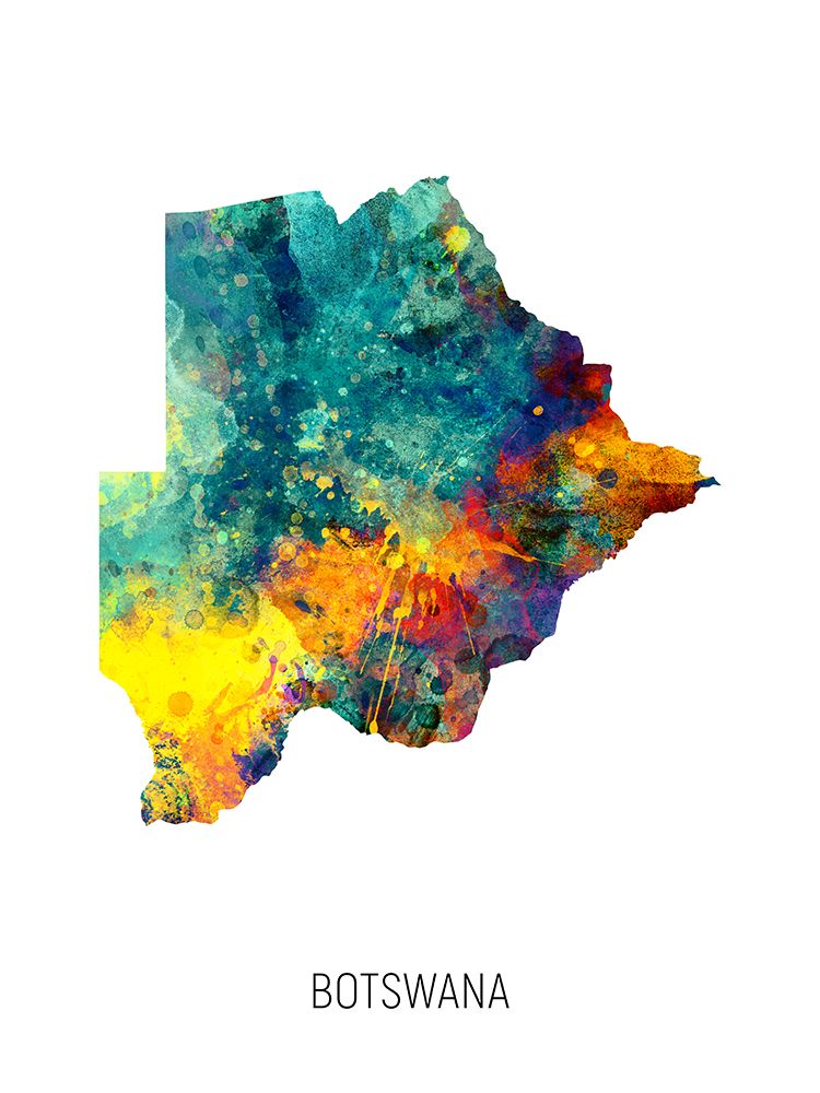 Botswana Watercolor Map art print by Michael Tompsett for $57.95 CAD