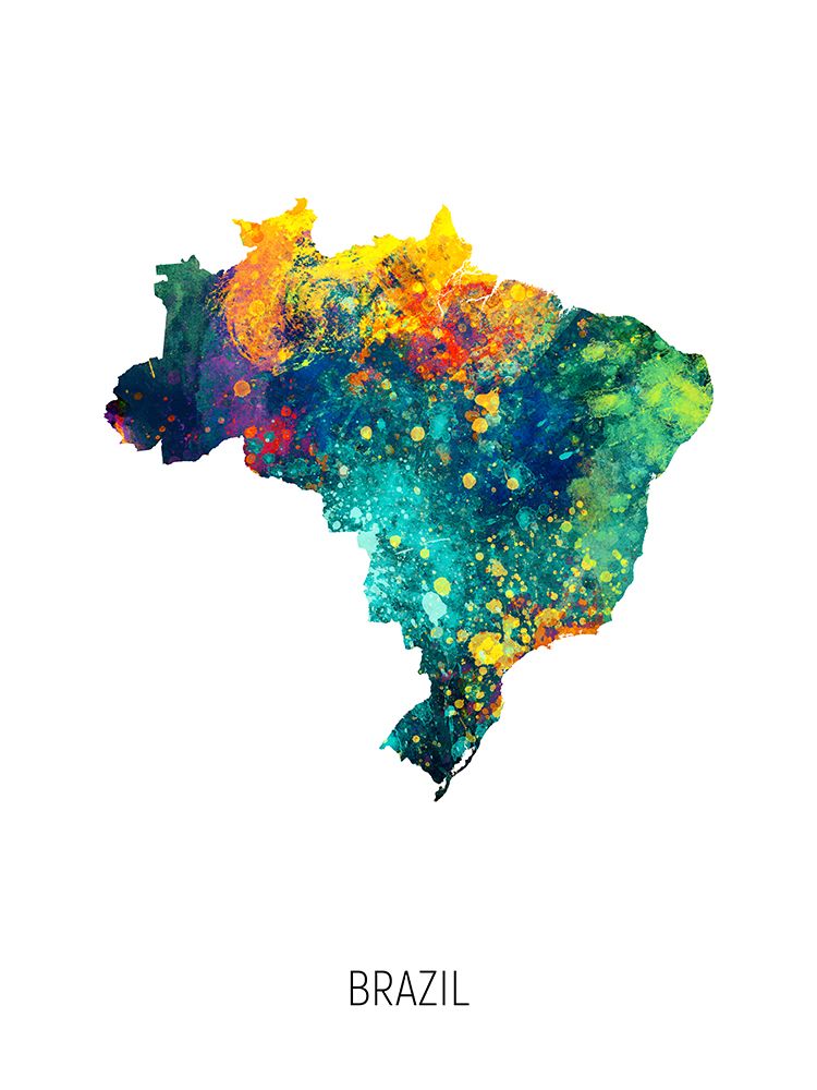 Brazil Watercolor Map art print by Michael Tompsett for $57.95 CAD