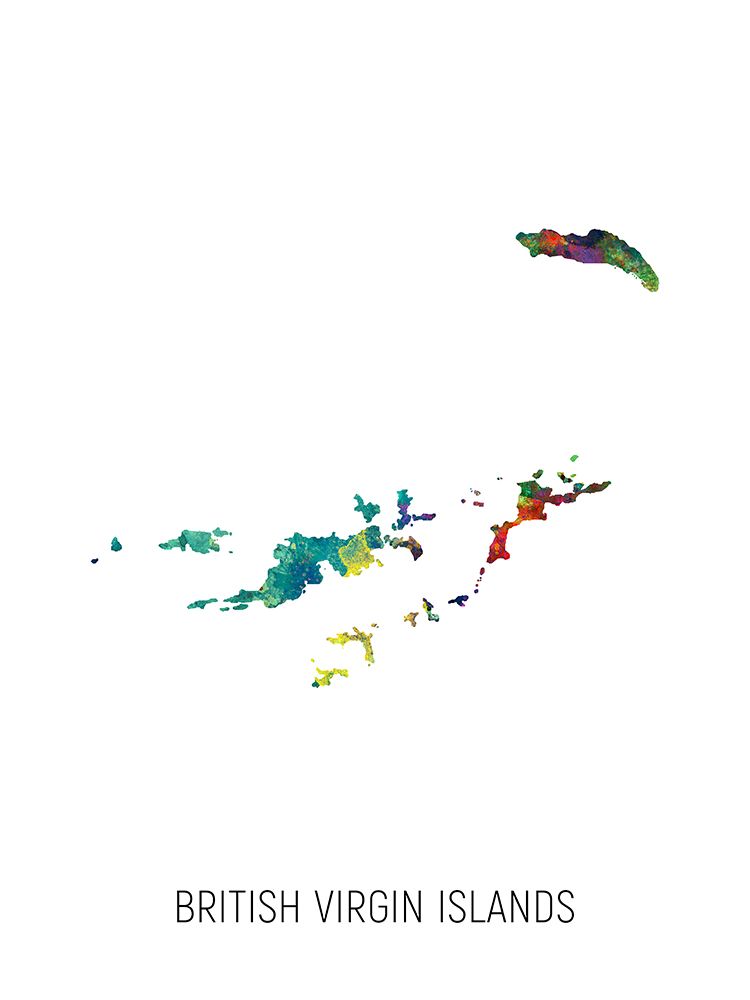 British Virgin Islands Watercolor Map art print by Michael Tompsett for $57.95 CAD