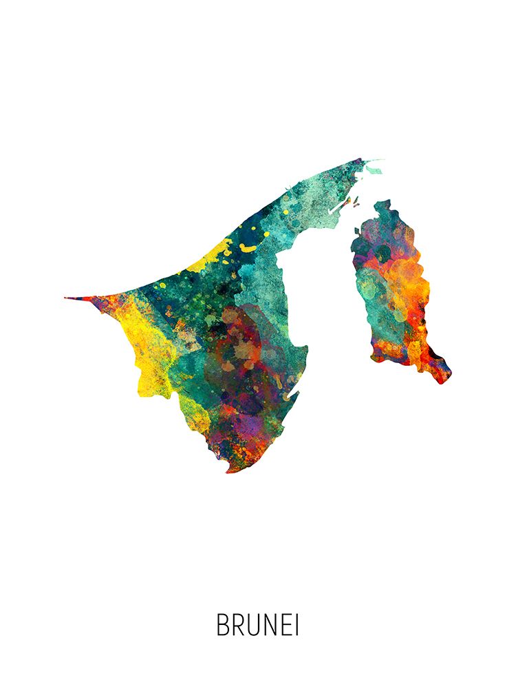 Brunei Watercolor Map art print by Michael Tompsett for $57.95 CAD
