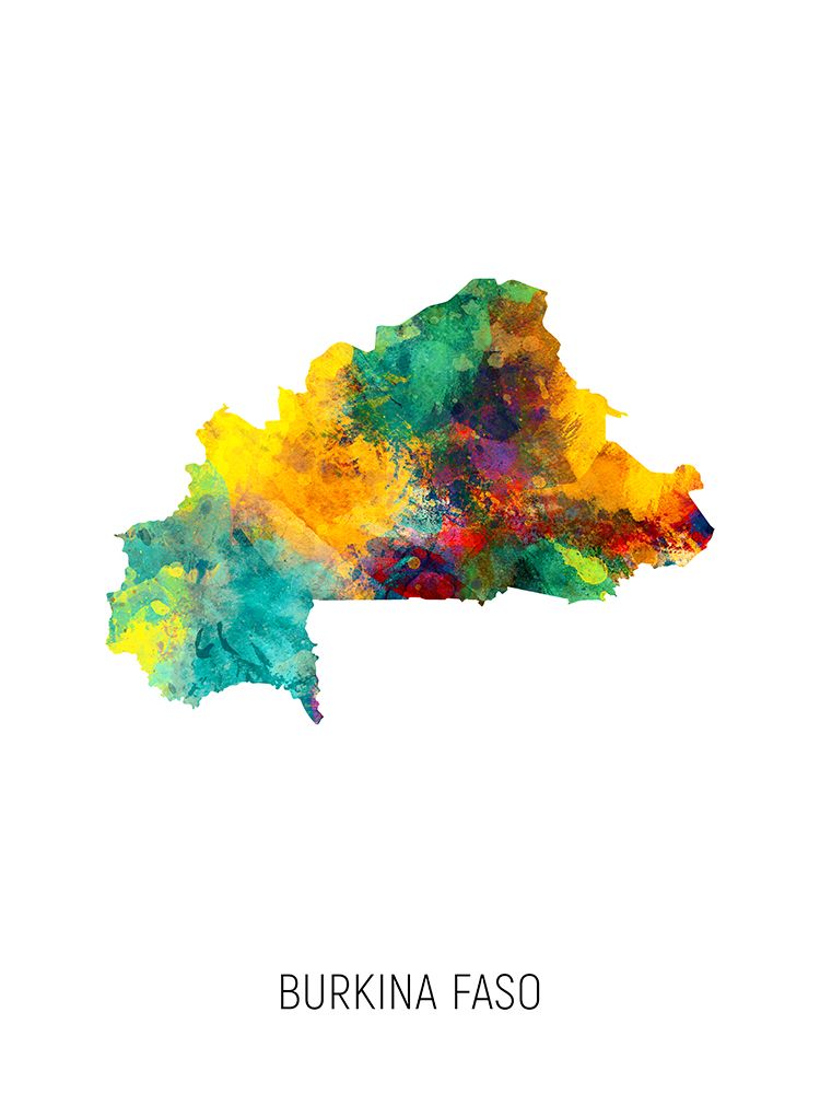 Burkina Faso Watercolor Map art print by Michael Tompsett for $57.95 CAD
