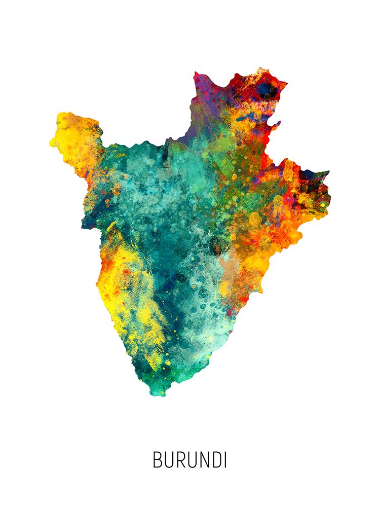 Burundi Watercolor Map art print by Michael Tompsett for $57.95 CAD