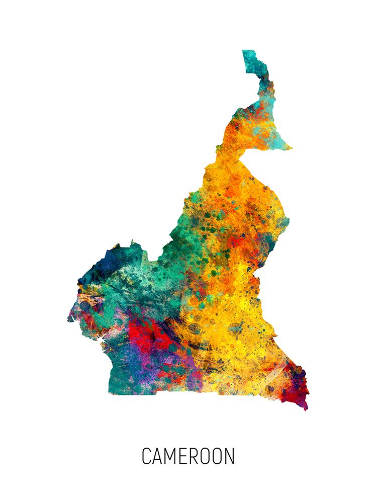 Cameroon Watercolor Map art print by Michael Tompsett for $57.95 CAD