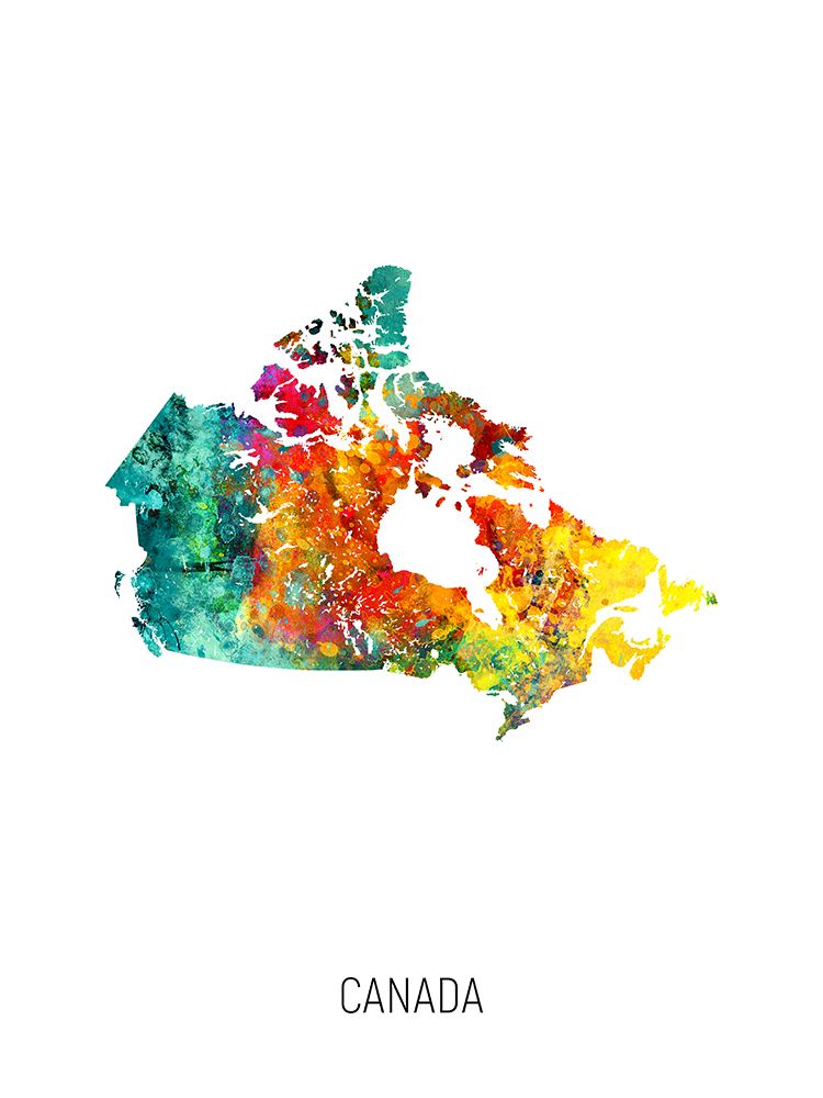 Canada Watercolor Map art print by Michael Tompsett for $57.95 CAD