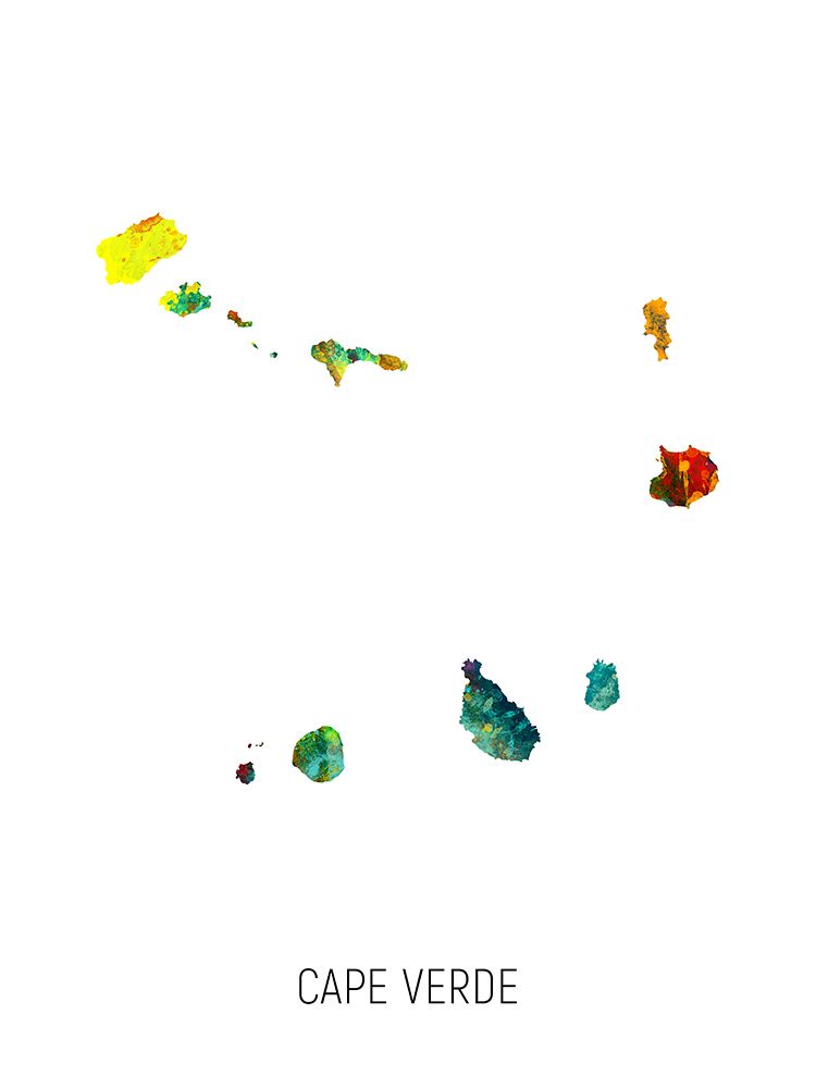 Cape Verde Watercolor Map art print by Michael Tompsett for $57.95 CAD