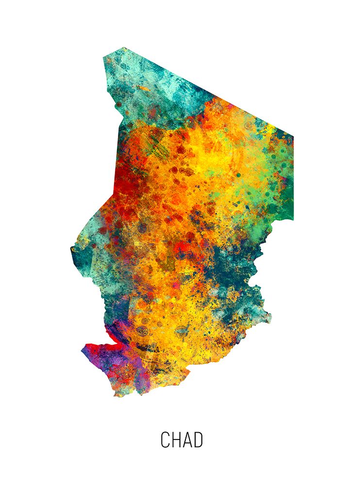 Chad Watercolor Map art print by Michael Tompsett for $57.95 CAD