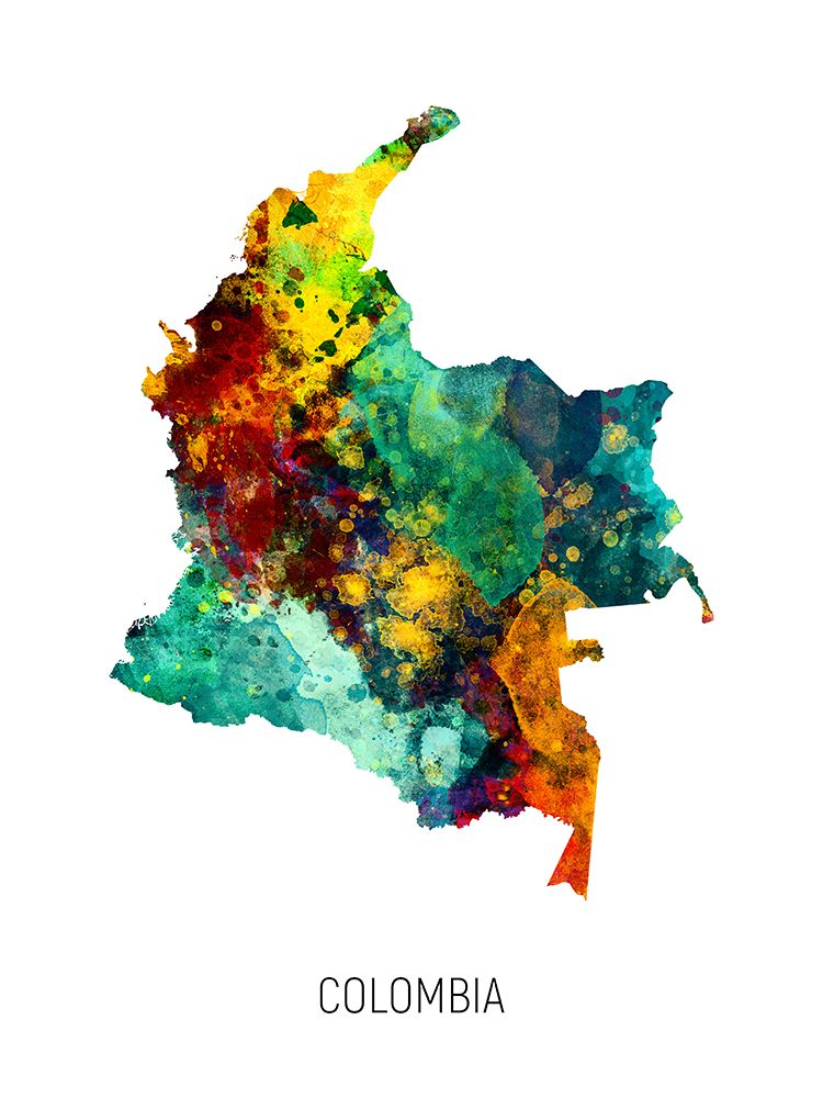Colombia Watercolor Map art print by Michael Tompsett for $57.95 CAD