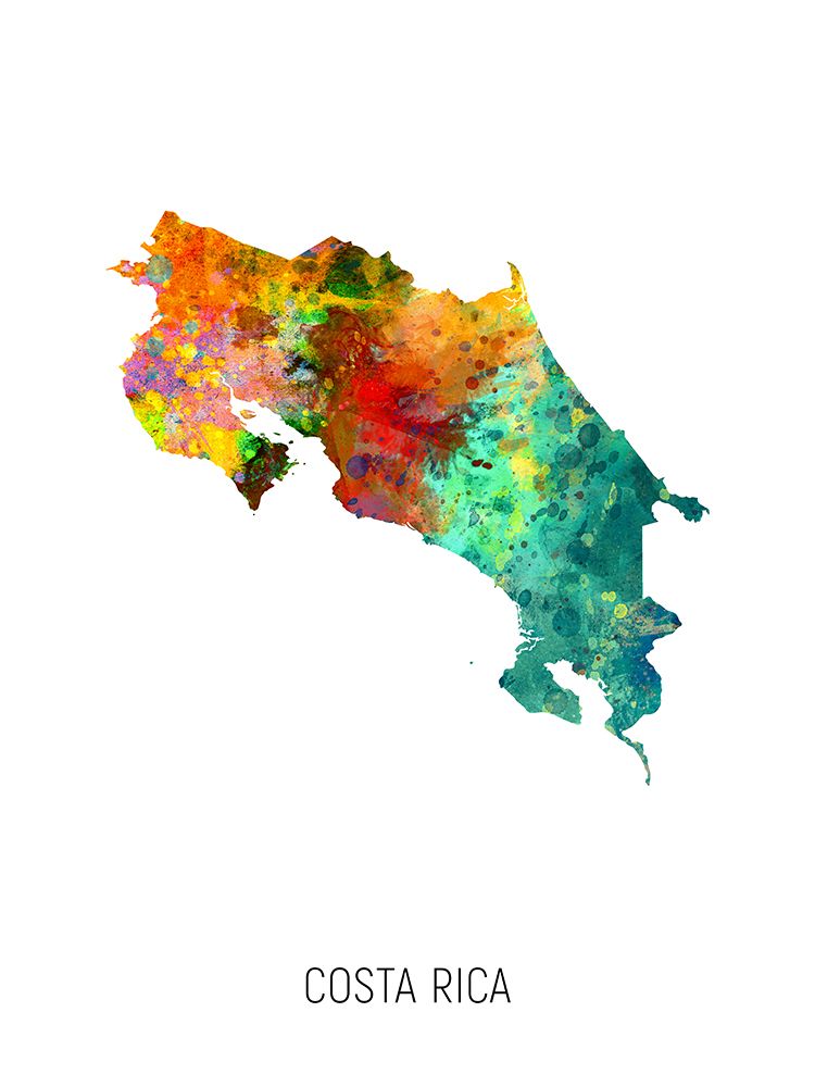 Costa Rica Watercolor Map art print by Michael Tompsett for $57.95 CAD