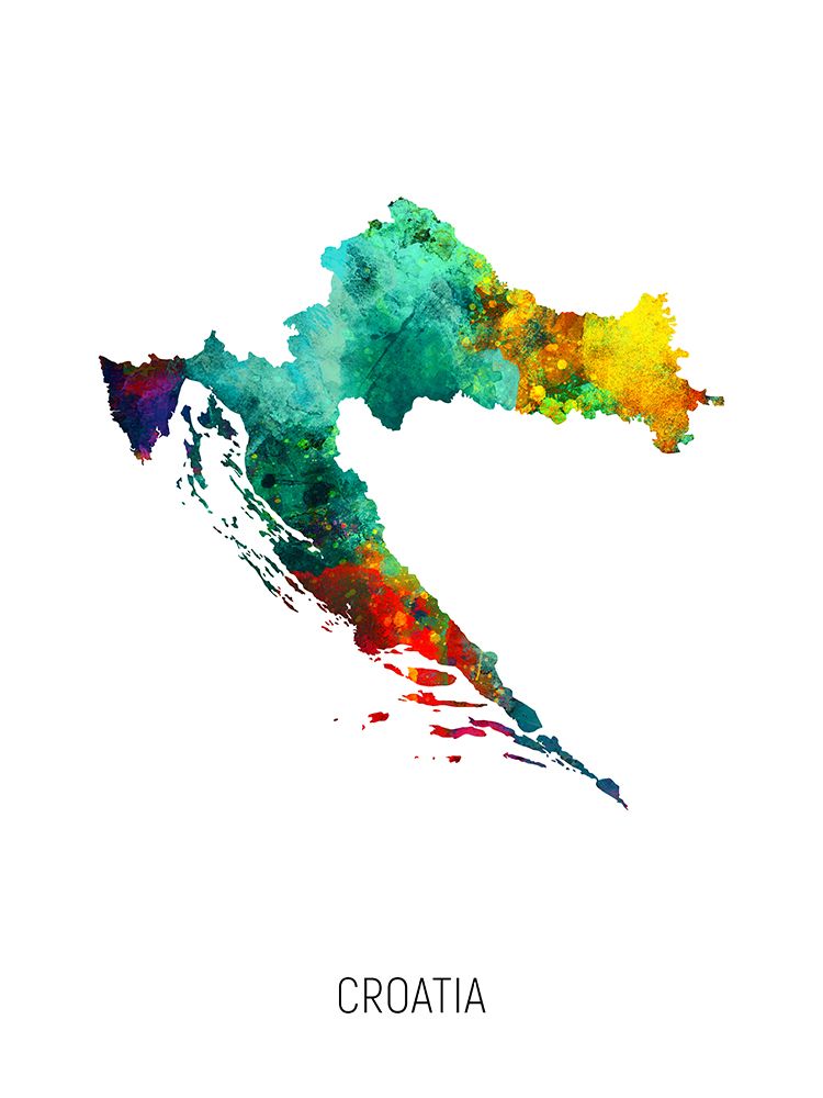 Croatia Watercolor Map art print by Michael Tompsett for $57.95 CAD