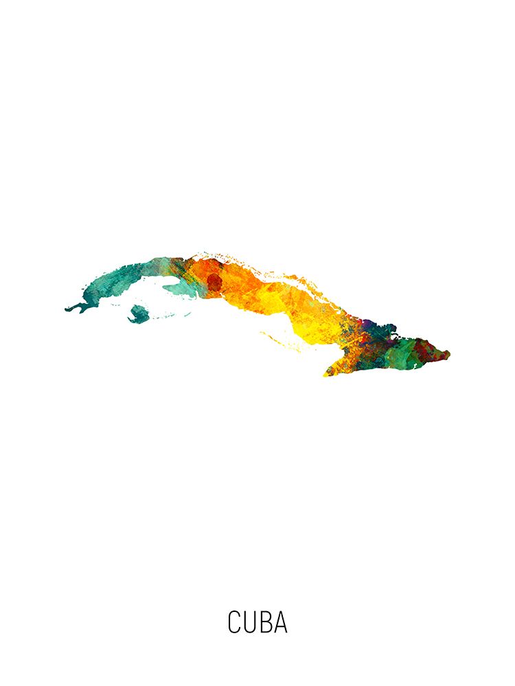 Cuba Watercolor Map art print by Michael Tompsett for $57.95 CAD