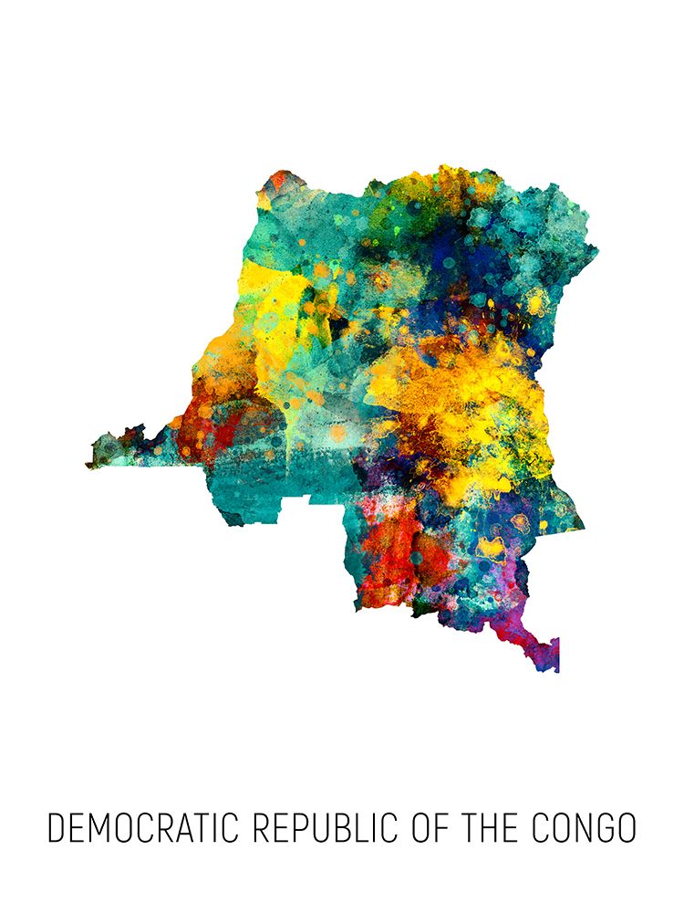 Democratic Republic of the Congo Watercolor Map art print by Michael Tompsett for $57.95 CAD