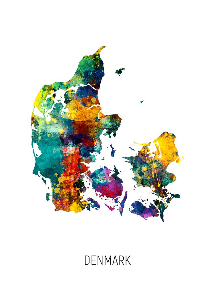 Denmark Watercolor Map art print by Michael Tompsett for $57.95 CAD