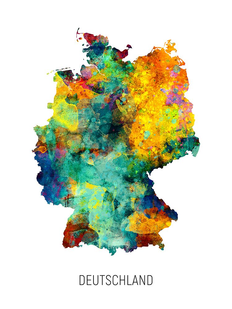Deutschland Watercolor Map art print by Michael Tompsett for $57.95 CAD