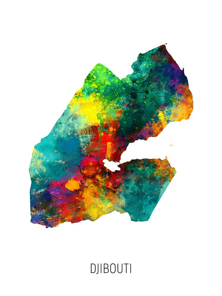 Djibouti Watercolor Map art print by Michael Tompsett for $57.95 CAD