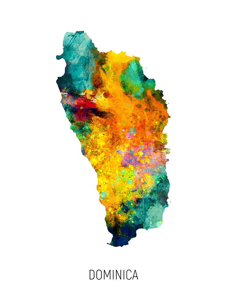Dominica Watercolor Map art print by Michael Tompsett for $57.95 CAD