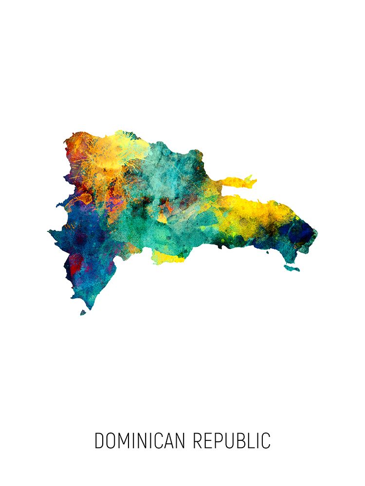 Dominican Republic Watercolor Map art print by Michael Tompsett for $57.95 CAD