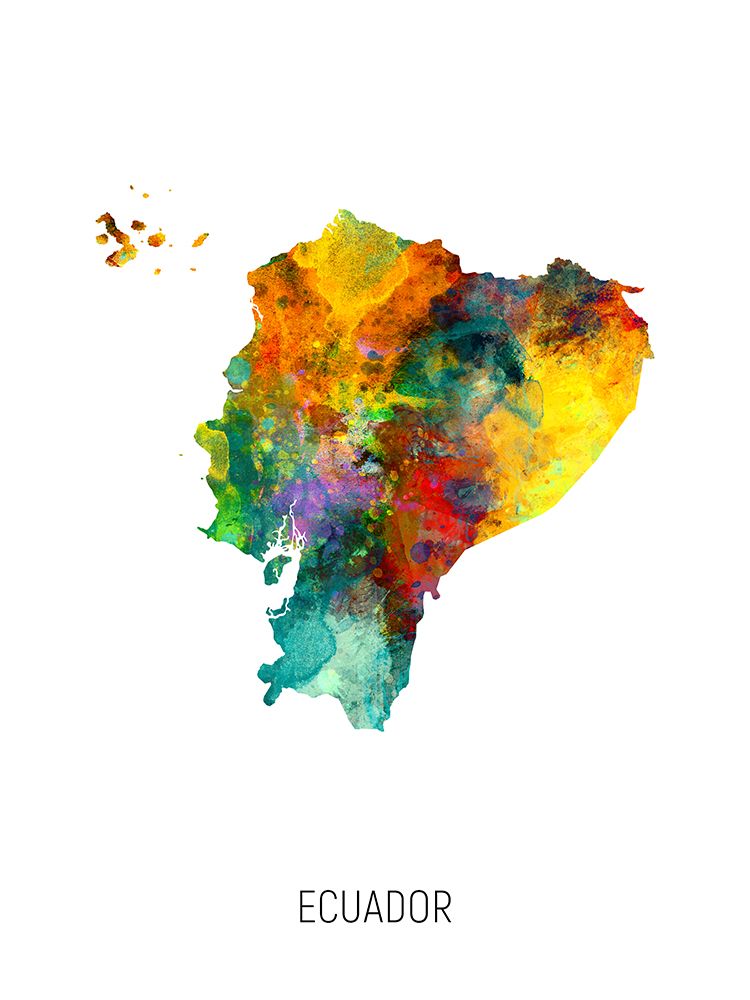 Ecuador Watercolor Map art print by Michael Tompsett for $57.95 CAD
