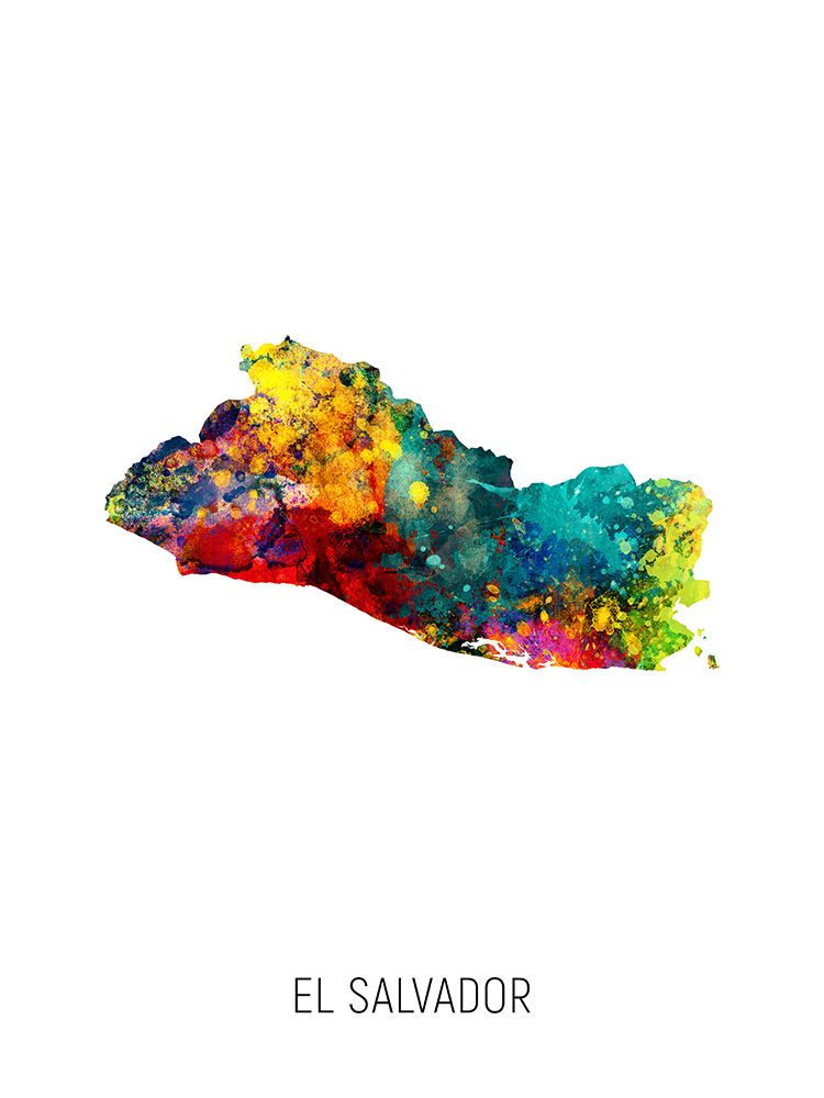 El Salvador Watercolor Map art print by Michael Tompsett for $57.95 CAD