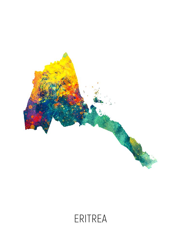 Eritrea Watercolor Map art print by Michael Tompsett for $57.95 CAD