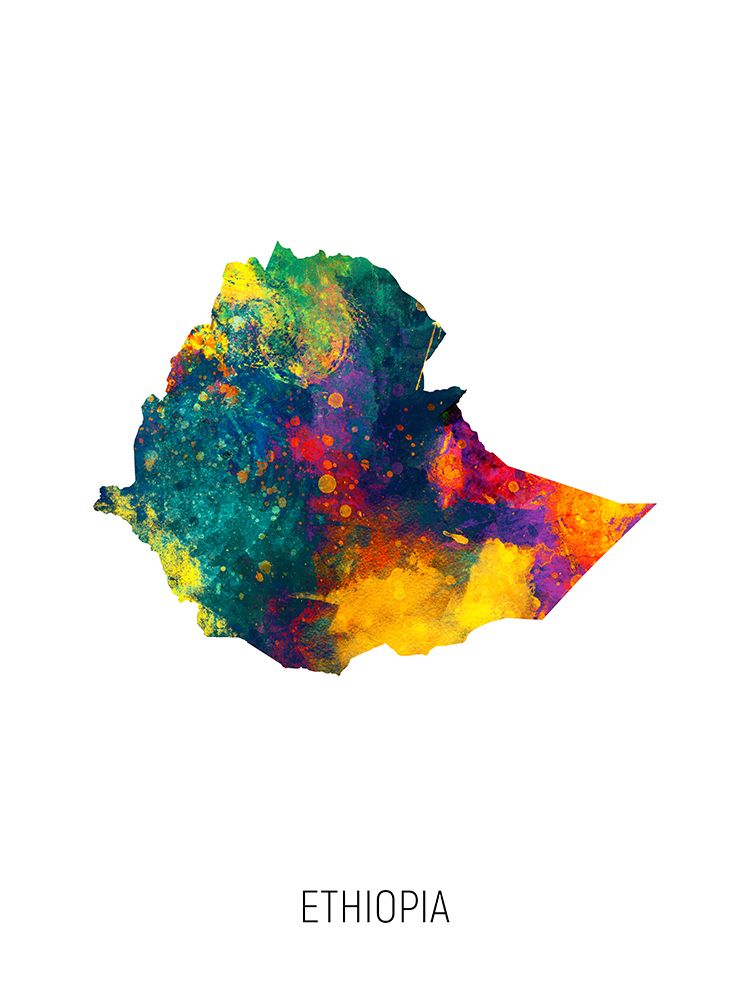 Ethiopia Watercolor Map art print by Michael Tompsett for $57.95 CAD