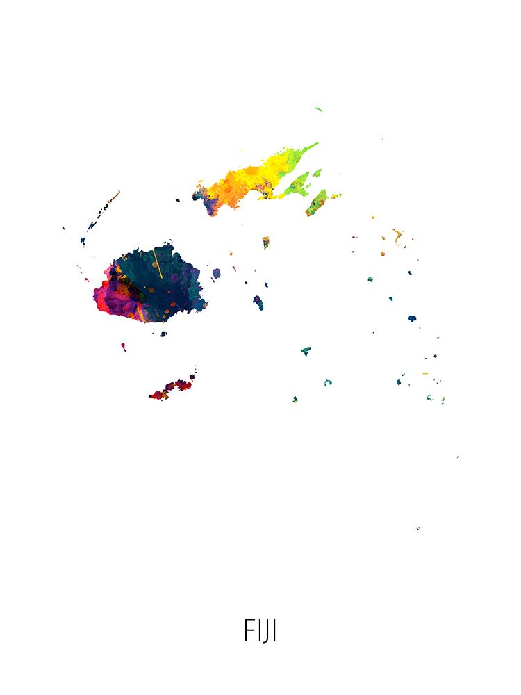 Fiji Watercolor Map art print by Michael Tompsett for $57.95 CAD