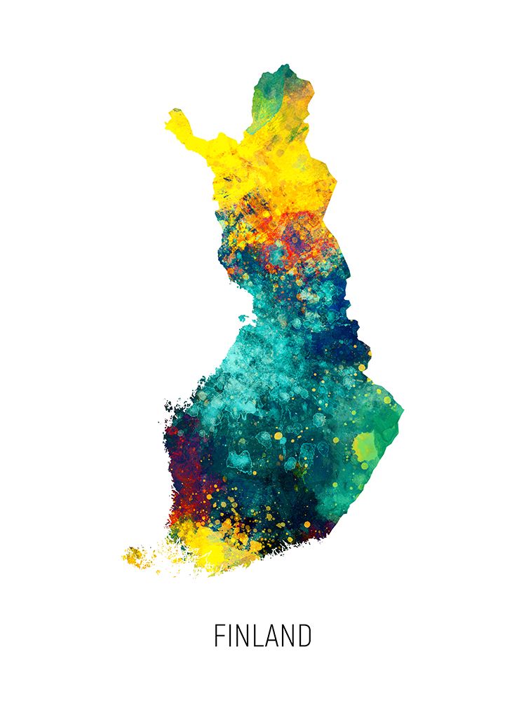 Finland Watercolor Map art print by Michael Tompsett for $57.95 CAD
