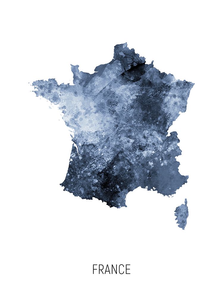 France Watercolor Map art print by Michael Tompsett for $57.95 CAD