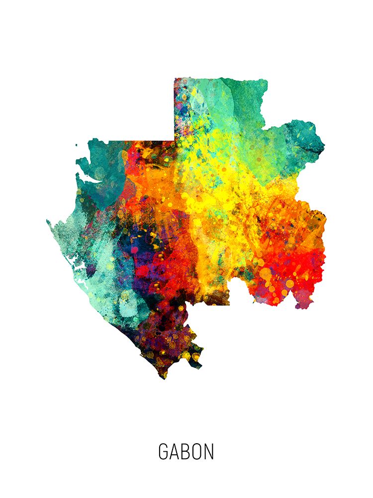 Gabon Watercolor Map art print by Michael Tompsett for $57.95 CAD
