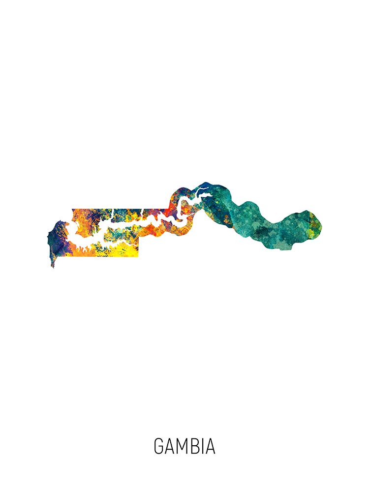 Gambia Watercolor Map art print by Michael Tompsett for $57.95 CAD