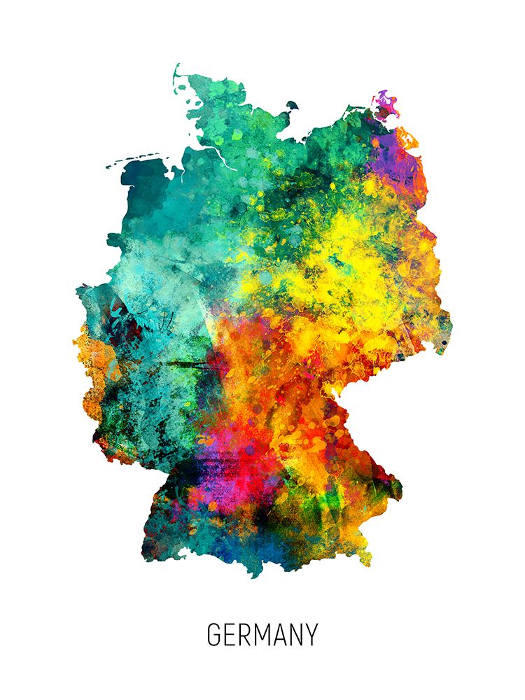 Germany Watercolor Map art print by Michael Tompsett for $57.95 CAD