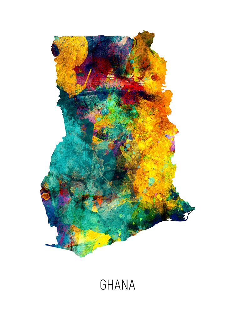 Ghana Watercolor Map art print by Michael Tompsett for $57.95 CAD