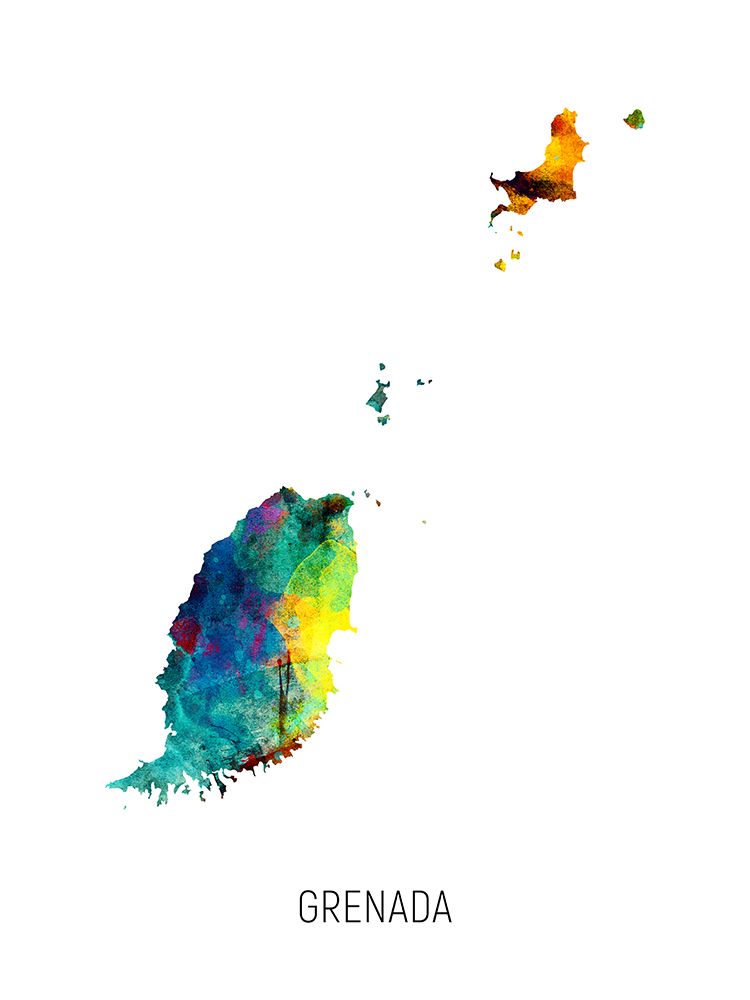 Grenada Watercolor Map art print by Michael Tompsett for $57.95 CAD