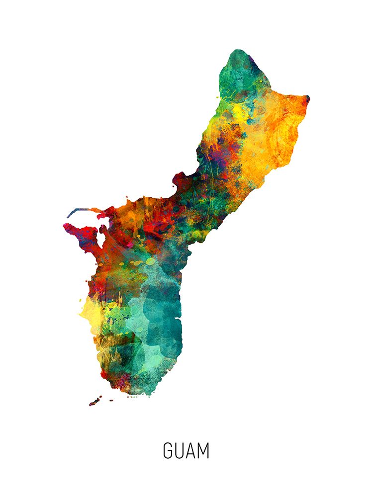 Guam Watercolor Map art print by Michael Tompsett for $57.95 CAD
