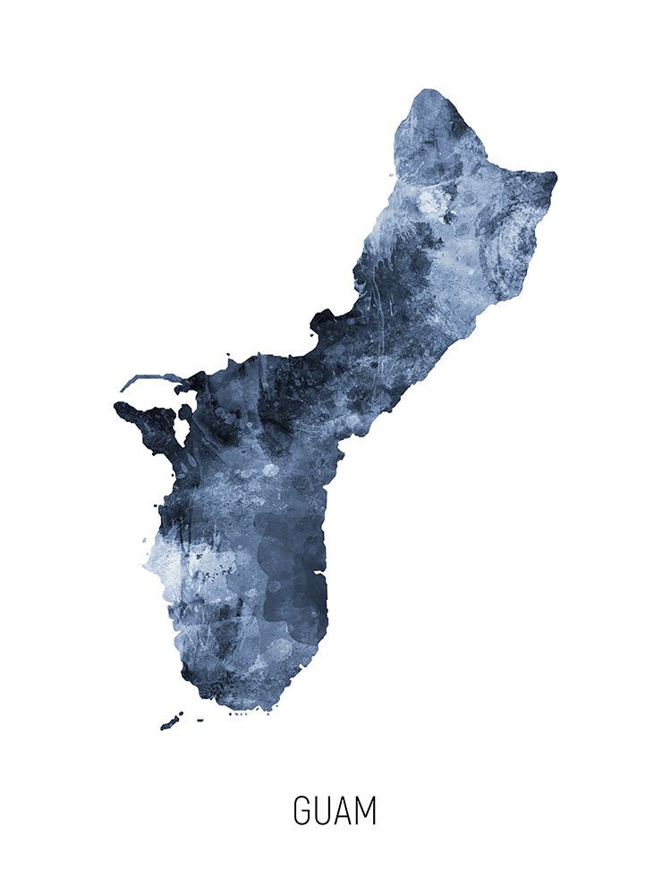 Guam Watercolor Map art print by Michael Tompsett for $57.95 CAD